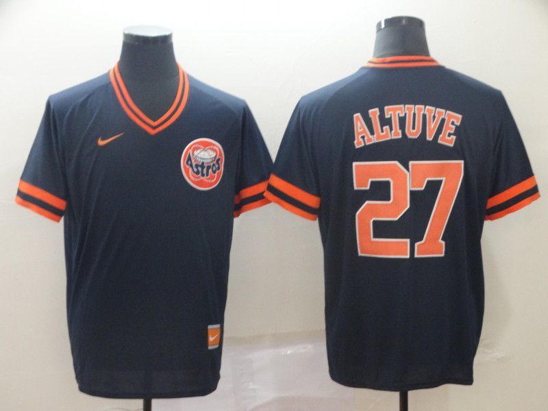 Men Houston Astros #27 Altuve Blue Game Throwback Nike 2022 MLB Jersey